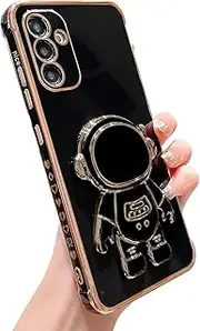[ELEPIK] for Samsung Galaxy A34 Case with Stand for Women, Cute Luxury Astronaut Design, Full Camera Protection, Soft TPU, Shockproof Slim Protective Case (Black)