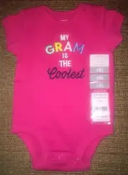 NWT~Carters Infant Girls Bodysuit. Newborn Pink “My GRAM is the Coolest”