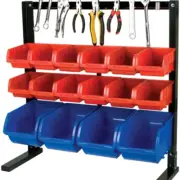 16pcs Bin storage Rack Industrial Table Top storage Powder coated steel rack Bin