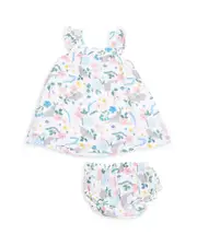 Angel Dear Girls' Narwhal Floral Sundress & Diaper Cover Set - Baby