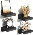 SRIWATANA Small Floating Shelves Wall Mounted, 4 Inch Wood Shelf for 4, Black