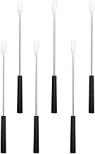 JOINPAYA 6Pcs Stainless Steel Fondue Forks - Cheese Fondue Sticks with Heat Resistant Handle, Fork Smores Sticks for Cheese Chocolate Roast Marshmallows Dessert Meat, Black, 10.23 Inch