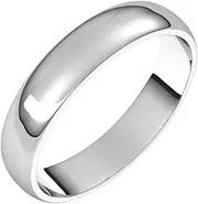 [JewelryWeb] 14k White Gold 4mm Light Half Round Band Ring Size 5-Band Style-Ring for Women and Men