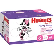Huggies Ultra Dry Mega Nappy Pants For Girls Size 6 72 pack