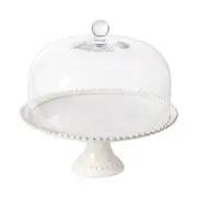 Costa Nova Pearl Footed Cake Plate with Glass Dome, Large