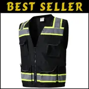 12-Pocket High Visibility Safety Vest - Class 2 ANSI Compliant for Professionals