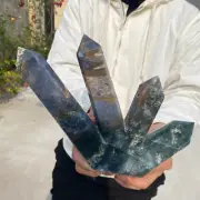 2.86lb Natural crystal pointed aquatic agate tower large quartz obelisk mineral