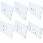 3A AU 1 2 3 4 5 6 Gang - Grid & Plate - Slim - White - TV - HDMI - CAT6 - MECH