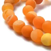 10 Druzy Geode Agate Gemstone Beads Striped Orange Frosted Jewelry Supplies 6mm