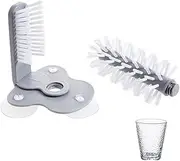 [Auzly] All-in-One Wall Mount Bottle Brush | 6" Deep Cleaning Brush with Suction Cup Holder | 2-in-1 Heavy Duty Straw & Narrow Neck Cleaner for Baby Bottles, Tumblers, Water Bottles | Dishwasher Safe