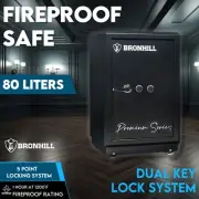 Dual Key Lock Safe Security Box Home Office Fire Proof 80L +S