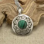 Irish Celtic Solstice Pendant with Malachite Necklace by Boru Ireland Boxed