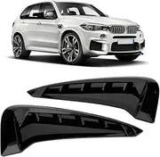XTevu - 2xBlack Outdoor Side Vent Covers Car Accessories Compatible with BMW X5 F15 2014-2018 Emblem Stickers