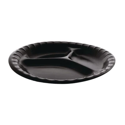 Pactiv Corp. YCI81113 9 in. 3-Compartment Dinnerware Plate - Black (200/CT) New