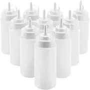 NDNCZDHC 10pcs Condiment Dispenser, 460ml Plastic Condiment Squeeze Bottle for Sauce Liquids Oil Cream Vineger Dressing (White)