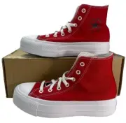 Converse by YOU Chuck Taylor Platform Lift Hi RED Embroidery Women Shoe Size 6.5