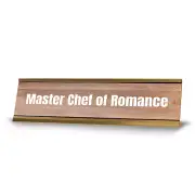 Master Chef of Romance Gold Frame Desk Sign (2x8") | Novelty Workplace