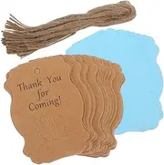 DOITOOL 100pcs Feet Thank You Tags with String for Shower Birthday and Wedding Celebrations Decorative Hang Labels with Jute Twine for Personalization