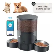 2 bowls Auto Pet Feeder Automatic Voice Cat Dog Smart Wi-Fi App Food Dispenser
