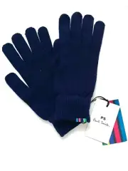 PAUL SMITH NAVY 100% LAMBSWOOL KNITTED GLOVES MADE IN SCOTLAND NWT ONE SIZE $95