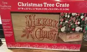 NIB New Tradrions Merry Christmas Tree Crate Box Skirt Stand 20X20 X11 Red