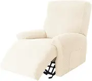 Recliner Sofa Covers Elastic Armchair Case Sofa Cover 1 Seater Anti-Dust Non-Slip Lazy Boy Cover Stretch Universal Seat Cover(Corn Grid-Light Grey)