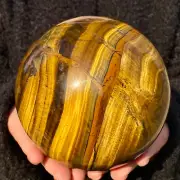 5.24LB Natural yellow Tiger's eye jasper Ball Quartz Crystal Sphere Reiki
