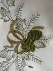 White And Green Embroidered New Xmas Table Runner Mint Condition 34” X 15”