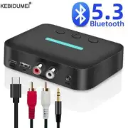 USB Bluetooth 5.3 Audio Receiver Wireless Adapter 3.5mm AUX RCA for Car Home Ste