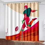 Blackout Curtains Bedroom Cartoon Athlete Red 234X183Cm Eyelet Thermal Curtain for Living Room Soft Texture Window Treatments for Kids 3D Curtains-Indoor Opaque Perforated Curtains-Insulation an