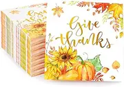 100 Pieces Paper Napkins Serviettes, Thanksgiving Gold Foil Cocktail Dessert Holiday Fall Napkins, 3 Ply Disposable Napkins for Autumn Dinner Thanksgiving Party Supplies Fall Table Decor, 5 x 5 Inches