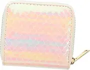 [COLLBATH] Leather Mini Money Pouch Mermaid Print Small Zipper Wallet for Travel Office Workers
