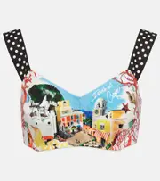 [Dolce & Gabbana] Dolce & Gabbana Capri polka-dot printed cotton bra top AU 10 multicoloured