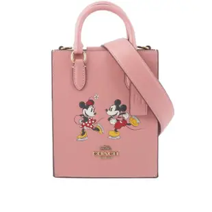 【COACH】Disney X Coach 米奇米妮溜冰圖案迷你二用琴譜包(淺腮紅粉)