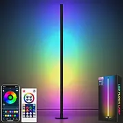 Cozylady 63”RGB Floor Lamp, 160cm LED Corner Lamp with Music Sync,16 Million DIY Colors, Timing, Dimmable Corner Light with APP/Remote Control for Living Room Bedroom Gaming Room Decor