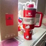 Red 40oz Tumbler Cup with Handle, Lid & Straw - Stainless Steel Insulated Mug