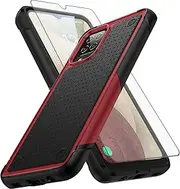 Asuwish Phone Case for Samsung Galaxy A12/M12 with Tempered Glass Screen Protector Cover and Cell Accessories Protective Slim Rugged Mobile Glaxay A 12 5G Gaxaly A-12 S12 12A 4G Women Men Red