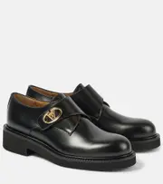 [Valentino Garavani] Valentino Garavani VLogo leather monk strap shoes AU 8.5 black