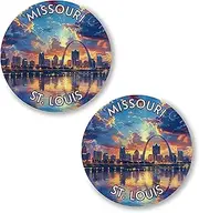 [No Thorns Media] St. Louis Missouri 2 Pack Pinback Buttons 2.25" Fun Pins for Clothes, Backpacks, Hats, and Jackets - Cartoon, Retro, and Punk Style Lapel Badges, Slogans, and Party Pins ID45000, Metal, no gemstone