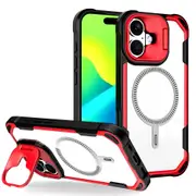 For iPhone 16 Plus Case, Lens Holder, Compatible with MagSafe Acrylic Cover, Red