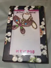 BETSEY JOHNSON GOLDTONE ENAMEL KEY FOB KEY CHAIN BUTTERFLY
