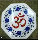 12" White Marble Coffee Table Top Side center Table inlay blue lapis antique