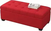 Footstool 60cm Rectangular Storage Bench Liftable Breathable Linen Living Room Bedroom Shoe Changing Stool Load-Bearing 150kg Ottomans (Color : Green) (Red)