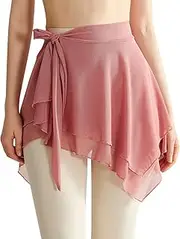 [Lopsity] Women Yoga Ballet Tennis Jogging Skirts Tie Up Skirts Yoga Sport Wrap Short Skirt Cover Up Chiffon Skirt Workout Running Wrap Athletic Skirt
