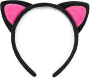 TORMEN Plush Cat Ear Headband Face Wash Headband Spa Shower Face Washing Hairband ​Facial Headband Make Up Wrap Head Band Washable for Daily Wearing and Party-Black Red