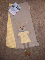 Cynthia Rowley Kitchen Towels Rabbit And Yellow Plaid