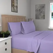 Purity Home 300 Thread Count Organic 100% Cotton Percale Sheet Set, King Lavender with Elasticized Deep Pockets Eco-Friendly & Breathable, Cooling Bed Sheets, 4 Piece Bedding Sheets King Size Bed