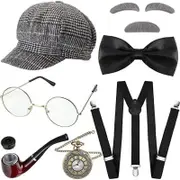 Old Men Dress Up Set Grandpa Costume Wig Adult Kid The 100 Days Of School Black
