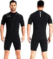 ZCCO Men's Shorty Neoprene Suit, 3 mm Neoprene Women's Front Zip, Diving Suit for Diving, Swimming, Surfing, Snorkelling