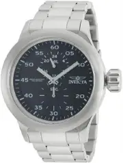 Invicta 19491 52mm Russian Aviator GMT Black Dial Stainless Steel Mens Watch